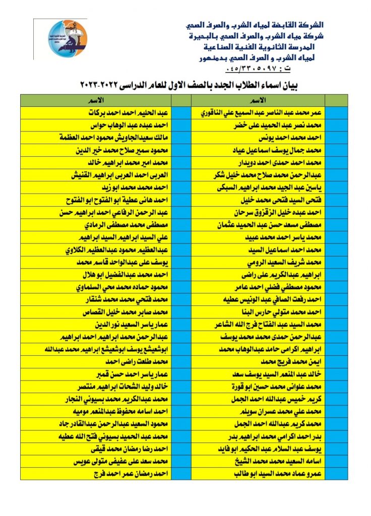 مياه الإسكندرية تعلن اعتماد نتيجة المدرسة الثانوية الفنية الصناعية 1 294580222 747928469809893 8335783743220004246 n1685363524