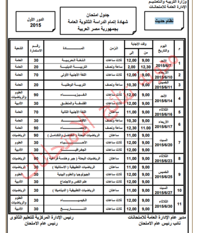 الحكومة: لا صحة لتعديل جدول امتحانات شهادة الثانوية العامة تزامنا مع قرار مد إجازة عيد الأضحى 1 11687512907