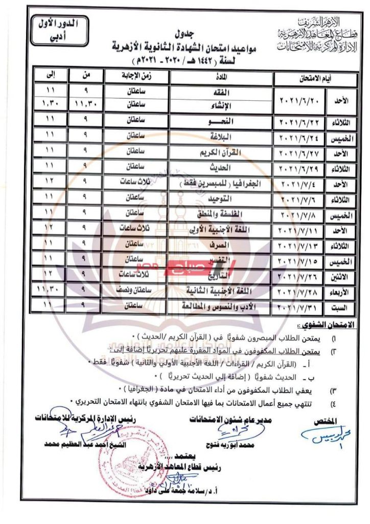 مراكز تصحيح امتحانات الثانوية الأزهرية ترفع درجات الاستعداد القصوى 1 جدول امتحانات الثانوية الأزهرية 31689146164