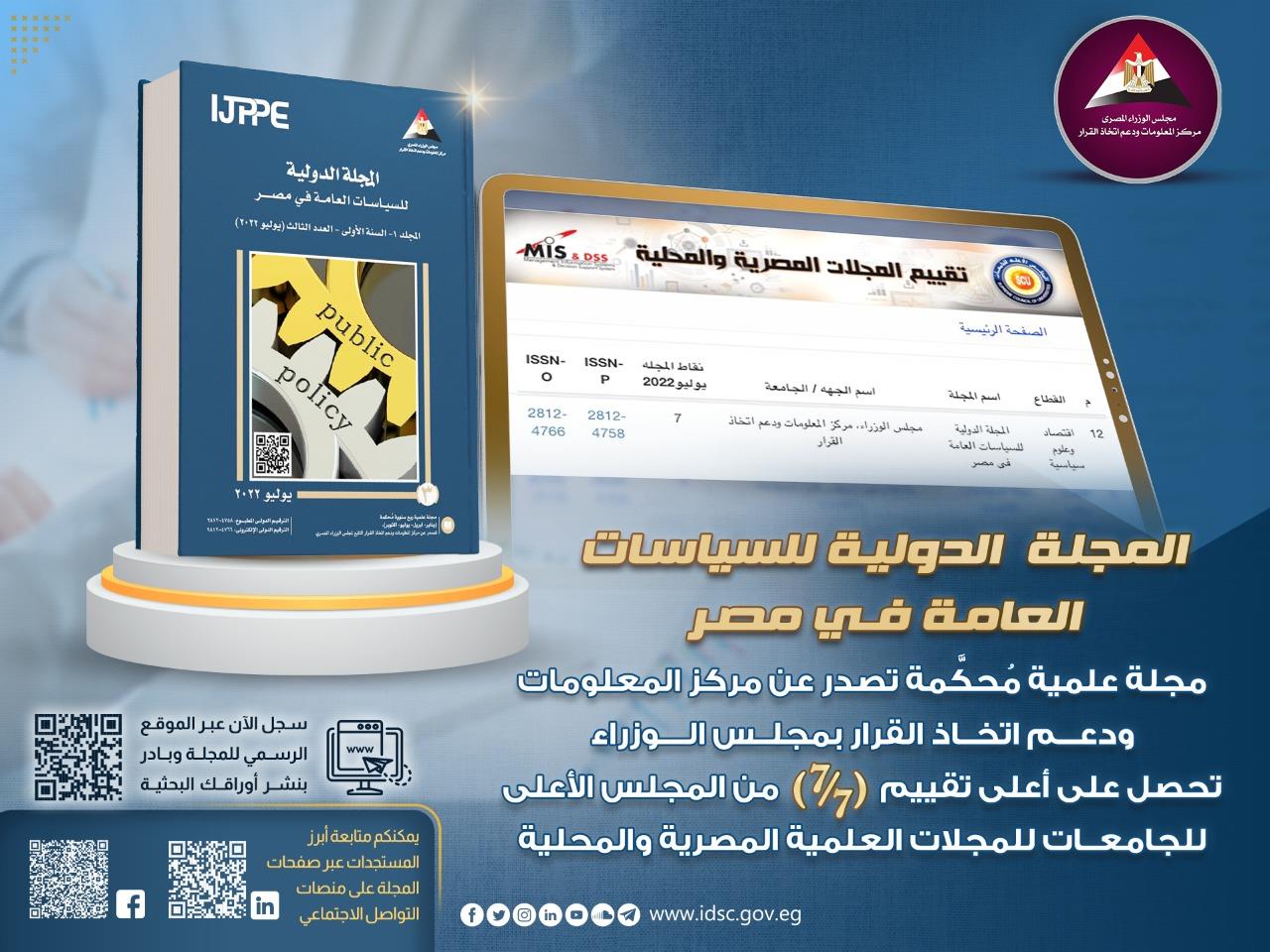 المجلة المحكمة لـ"معلومات الوزراء" تحصل على أعلى تقييم من "الأعلى للجامعات" للعام الثاني على التوالي 1 202208250946508881689958143