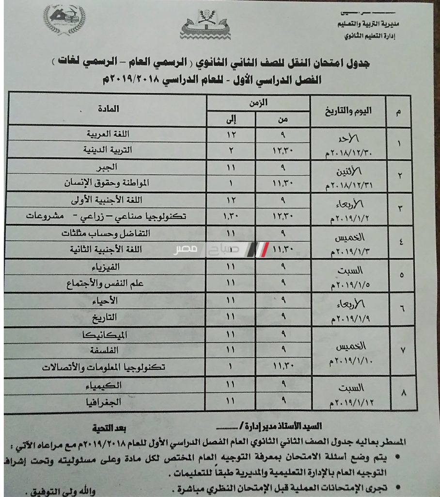 محافظ كفر الشيخ: انتهاء الاستعدادات لامتحانات الدور الثاني للثانوية العامة 1 الصف الثاني الثانوي 11692194224