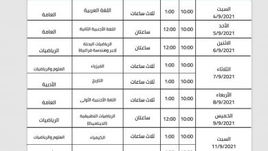 جدول امتحانات الثانوية العامة 2021 الدور الثاني1693320182