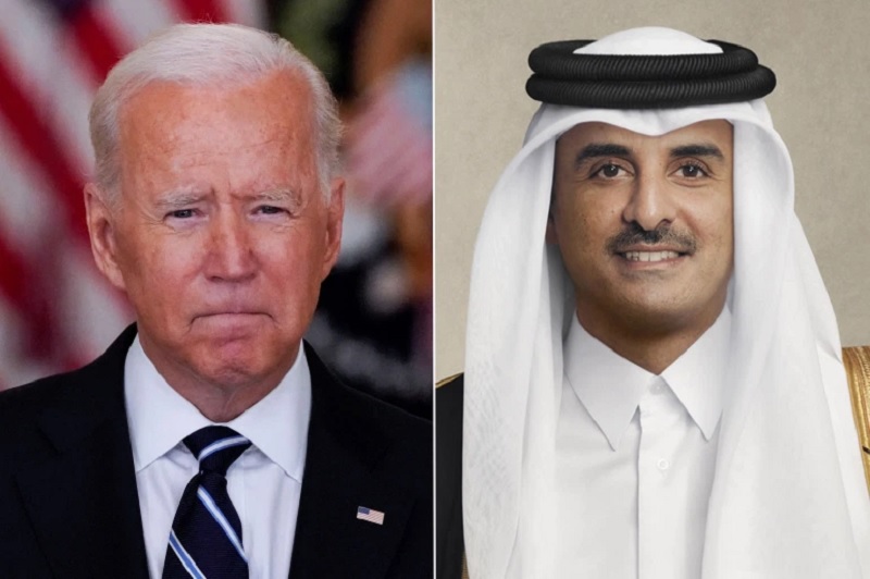 قطر امريكا الشيخ تميم امير قطر والرئيس الامريكي جو بايدن1703656682