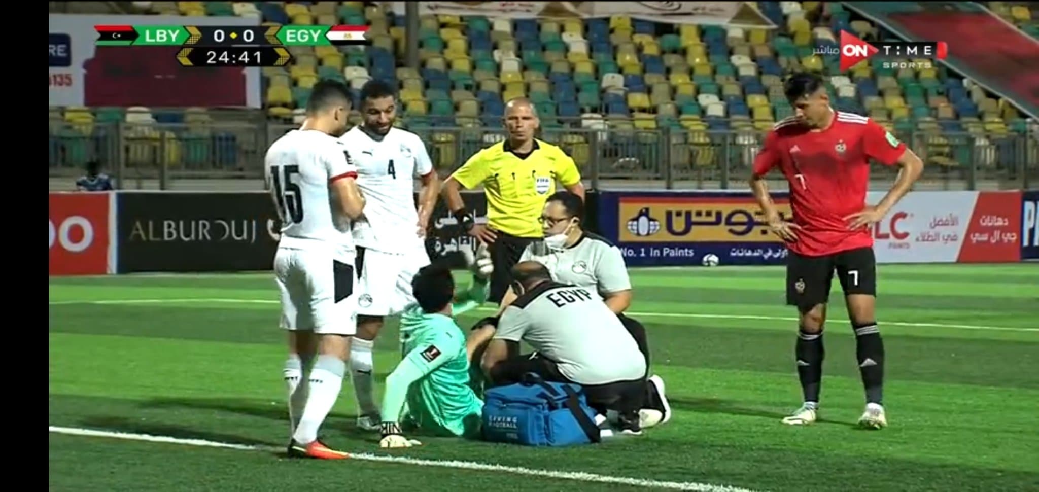 إصابة محمد الشناوي في مباراة منتخب مصر وليبيا في تصفيات كأس العالم 20221705967762