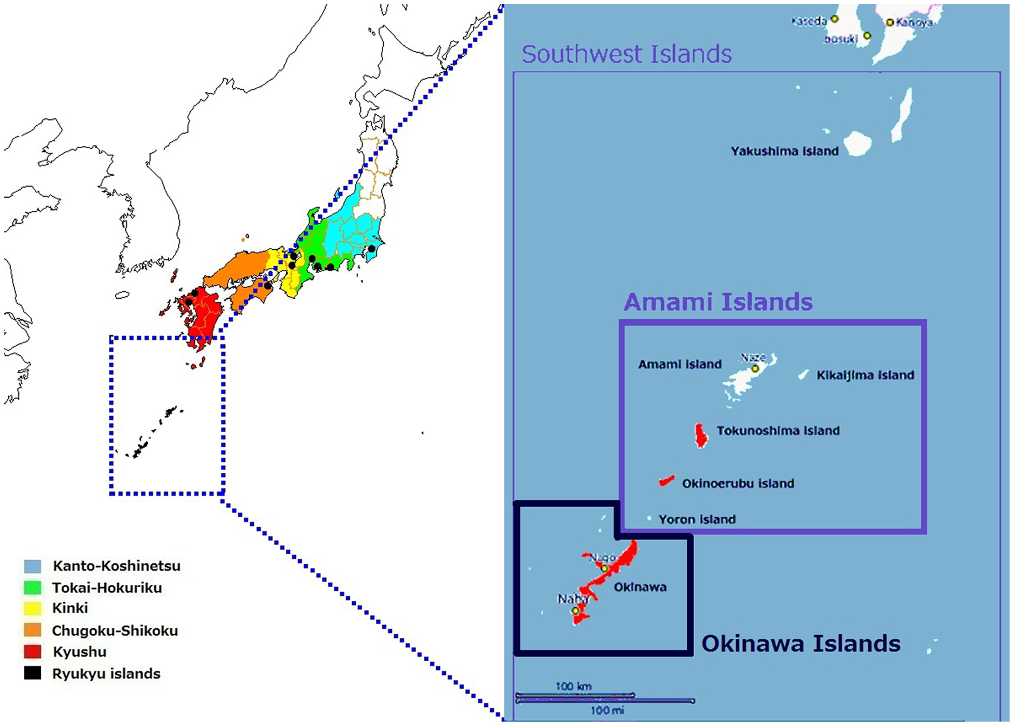 Geographic locations of the populations studied in Japan1707738783