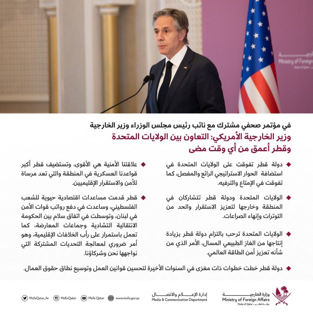 وزير الخارجية القطري: مصر وقطر والولايات المتحدة ملتزمون... إضافة أولى 1 FiOwZ3zWIAAEkuG1718198523