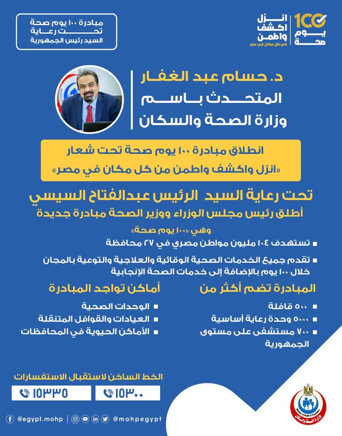 محافظ الأقصر:حملة مبادرة "100 يوم صحة"تستهدف تقديم الخدمات الطبية بالمجان لجميع الفئات 1 246867 مبادرة 100 يوم صحة تستهدف 104 مليون مواطن فى 27 محافظة1722505443