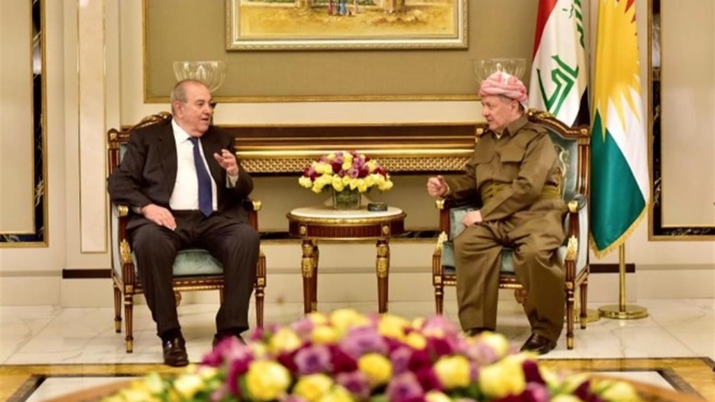علاوي وبارزاني يؤكدان ضرورة الإسراع في حل المسائل العالقة مابين بغداد وأربيل لتعزيز الاستقرار بالعراق 1 Doc P 449661 6381379232080043951723671123