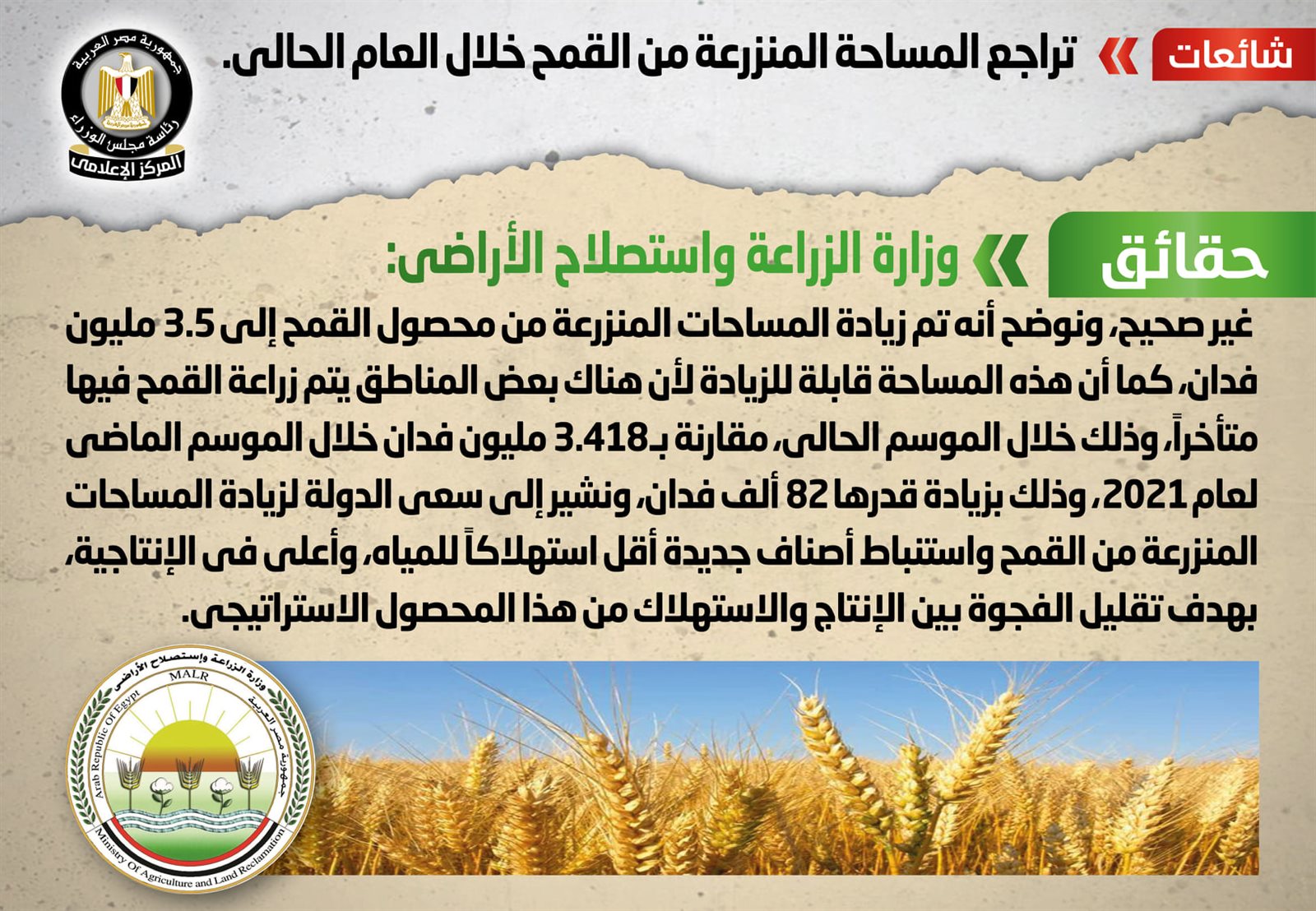 مجلس الوزراء:استمرار دعم وتمكين الفلاح وزيادة المساحة المنزرعة خلال 2024 إلى 10 ملايين فدان 1 4061725876244