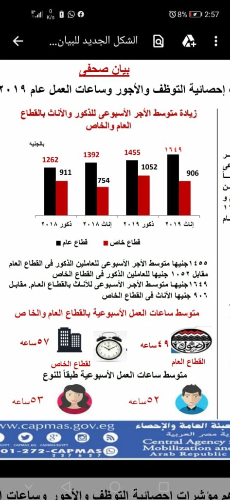 التعبئة والإحصاء:16.8%زيادة في متوسط الأجر الشهري للعاملين بالقطاع العام/ الأعمال العام والقطاع الخاص عام 2023 1 84320 a660a143 4915 424f 9328 fb2114e9216e1729329843